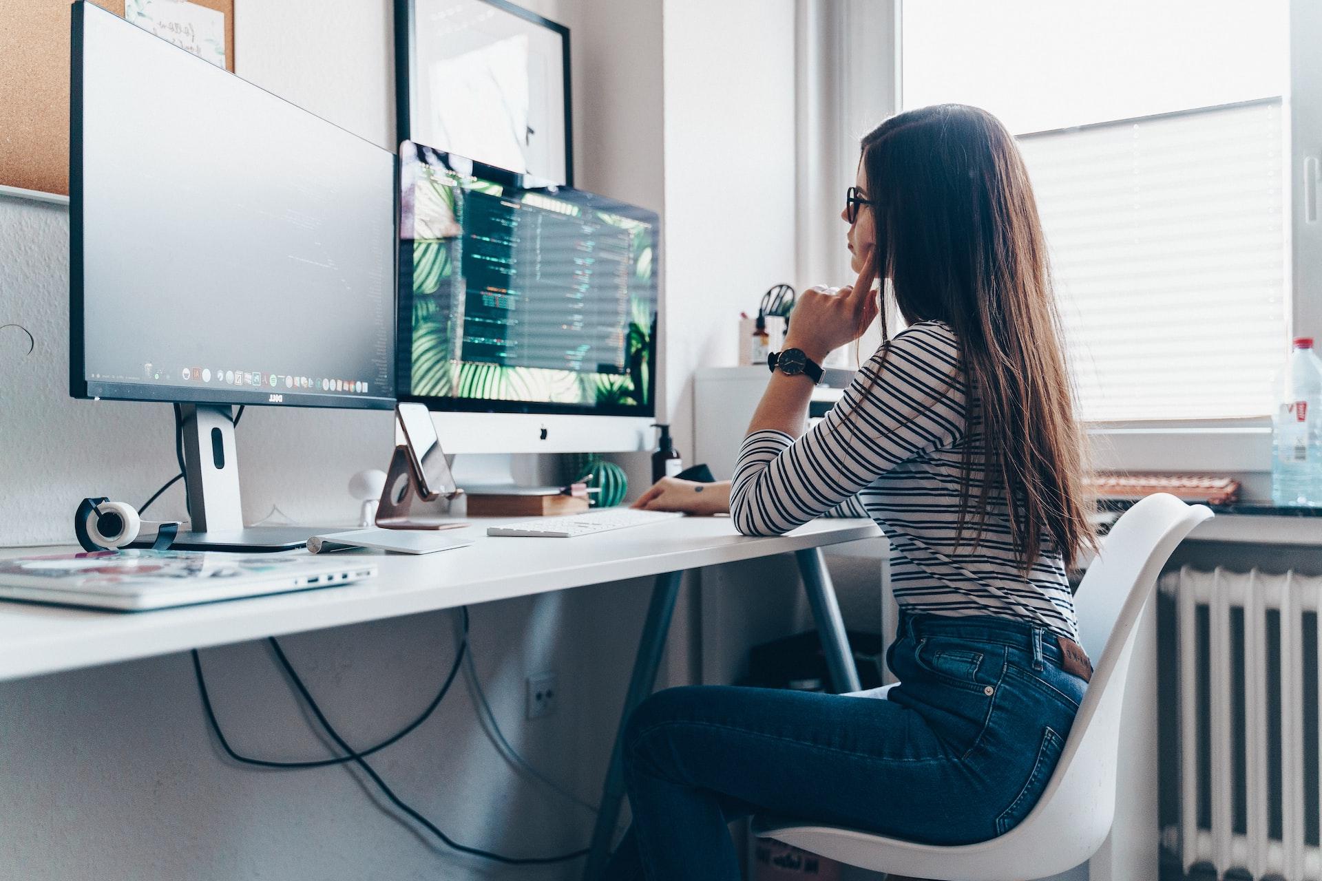 Woman looking at monitor